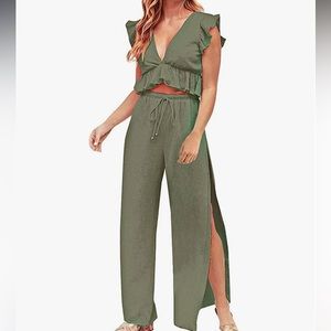XL Amazon 2 Pieces Pants Set Olive Green
